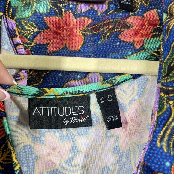 Attitudes by Renee Cardigan Tank Top 2 Pc Women Plus 3X Floral Knit Mesh Cover - Picture 9 of 16